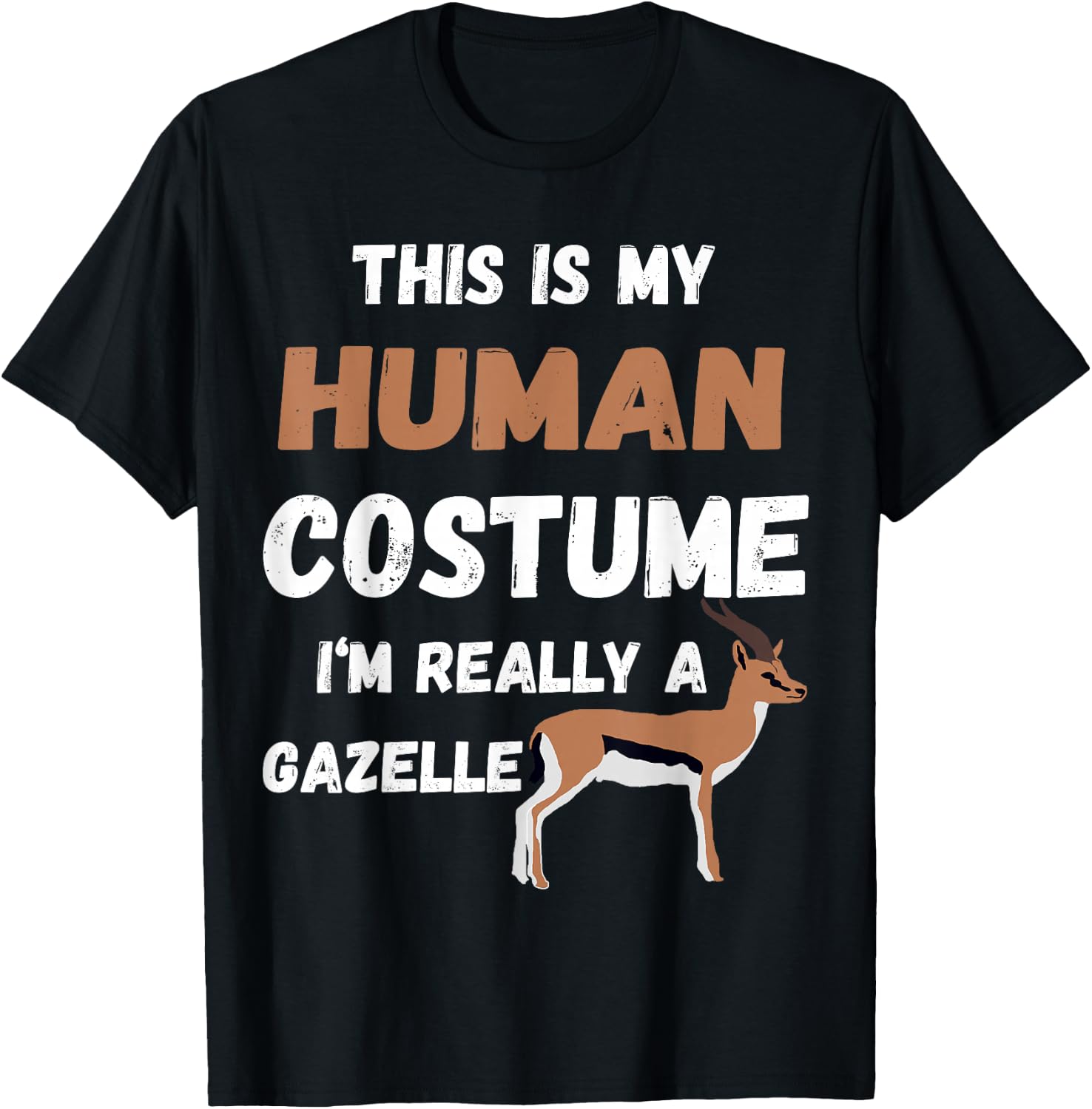 Gazelle Lover Safari Antelope Animal Funny Gazelle Costume T-Shirt - T-Shirt | Black
