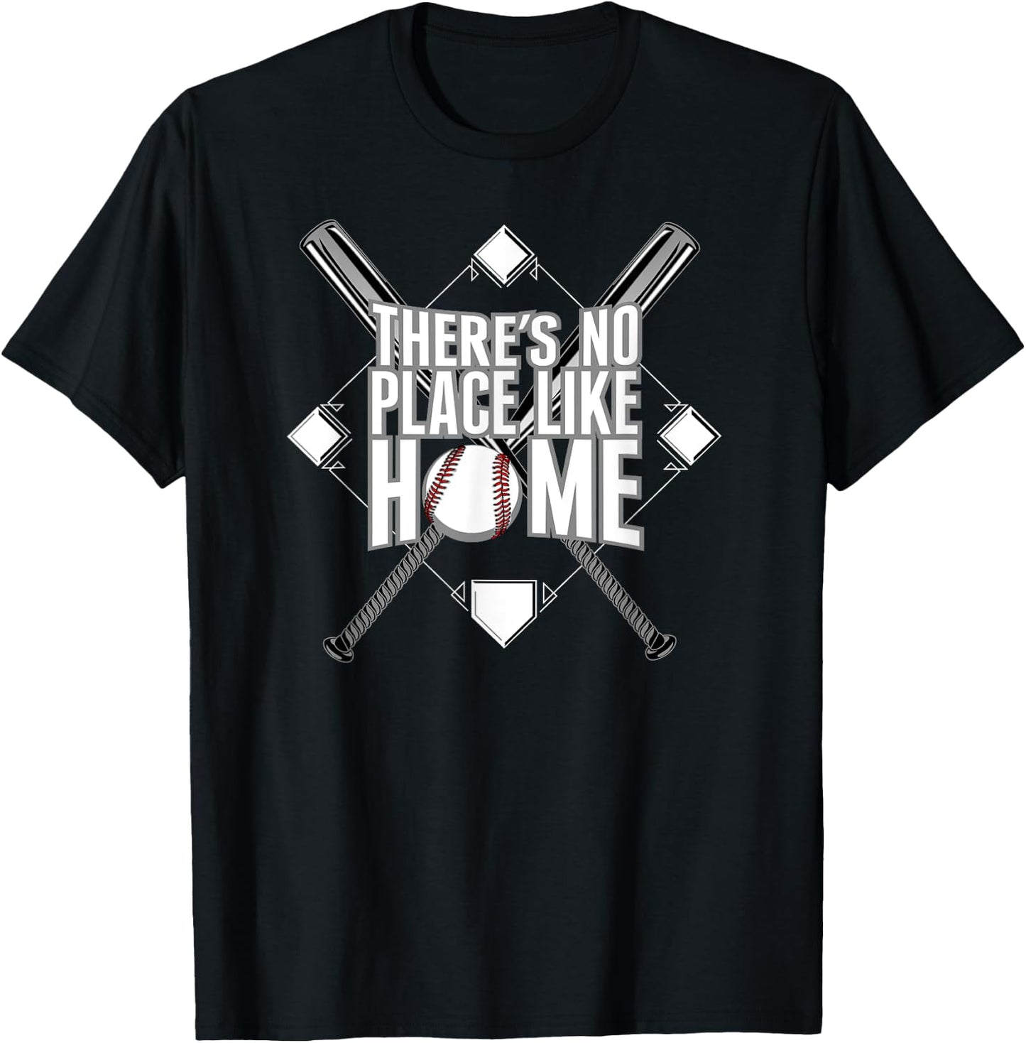 There's No Place Like Home Baseball MOM DAD YOUTH T-Shirt - T-Shirt | Black