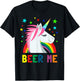 Beer Me Shirt Unicorn Rainbow Funny Beer Party T-Shirt - T-Shirt | Black