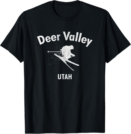 Deer Valley Skiing Utah Ski T-Shirt - T-Shirt | Black