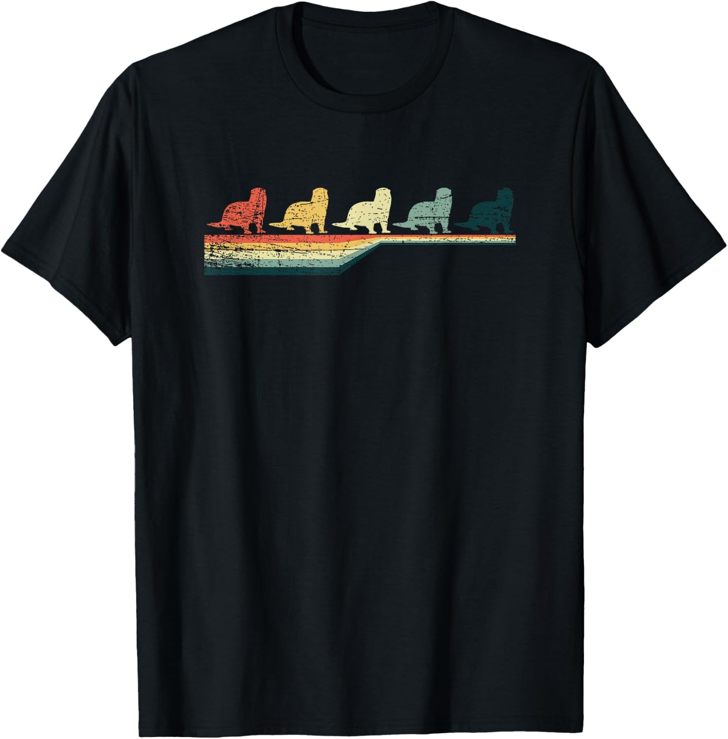 Vintage Retro Otter T-Shirt - T-Shirt | Black