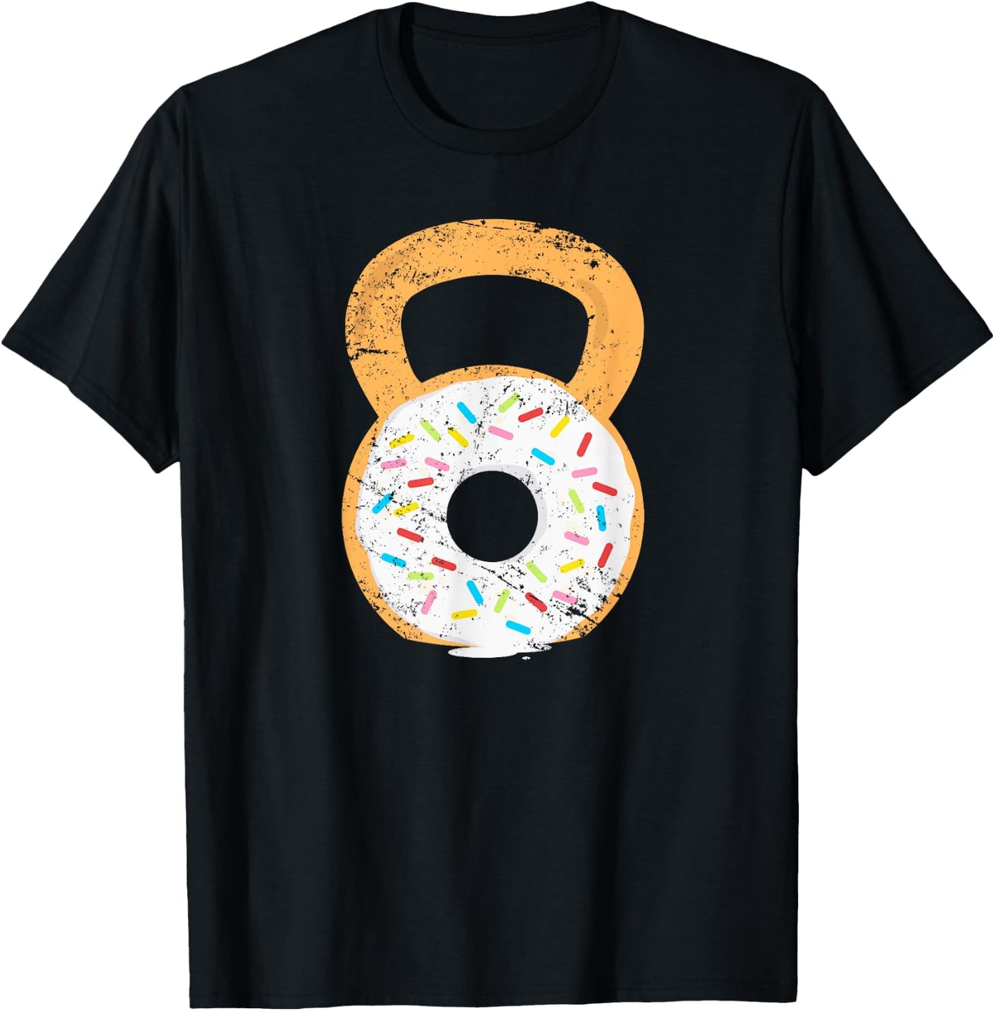 Kettlebell Donut, Funny Doughnut Fitness Joke T-Shirt - T-Shirt | Black