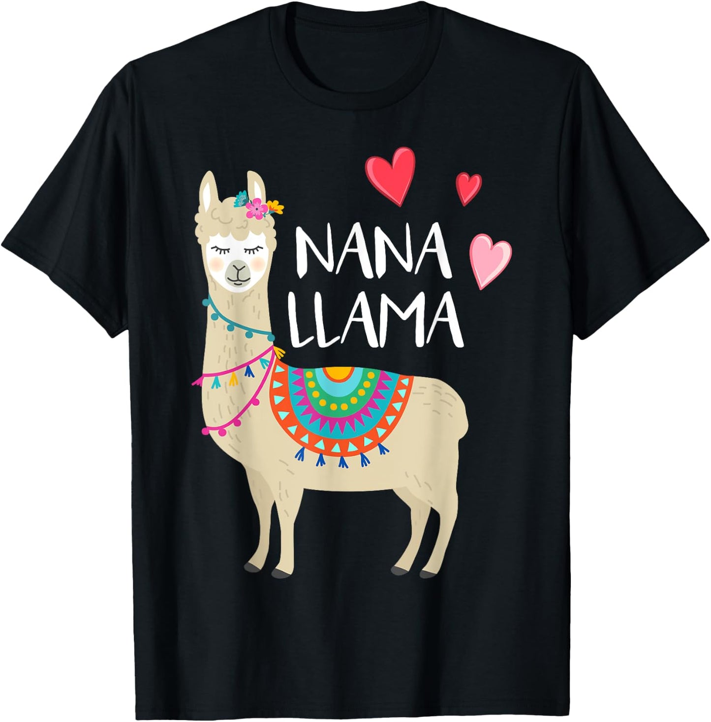 Nana Llama Cute Love Llamas & Alpacas Gift T-Shirt - T-Shirt | Black