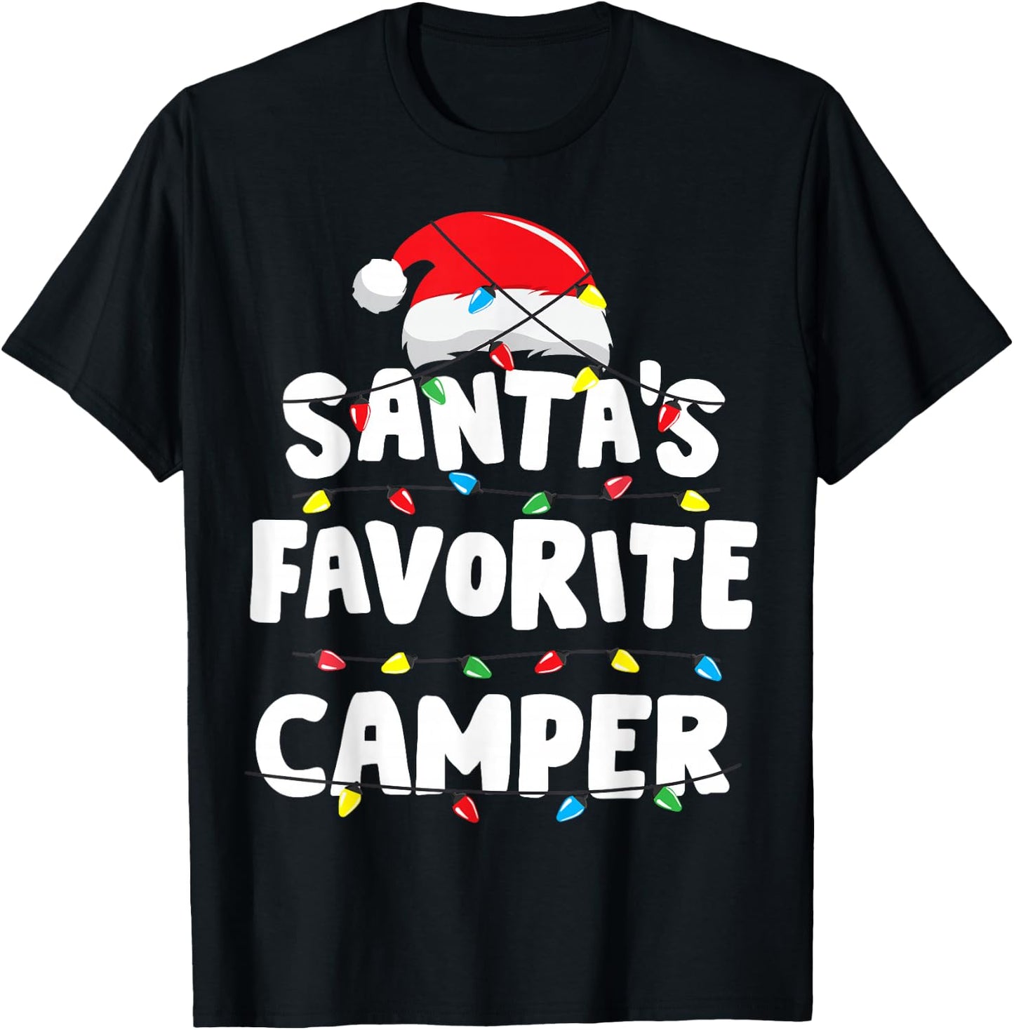 Camper Camping Christmas Santa's Favorite Funny Xmas T-Shirt - T-Shirt | Black