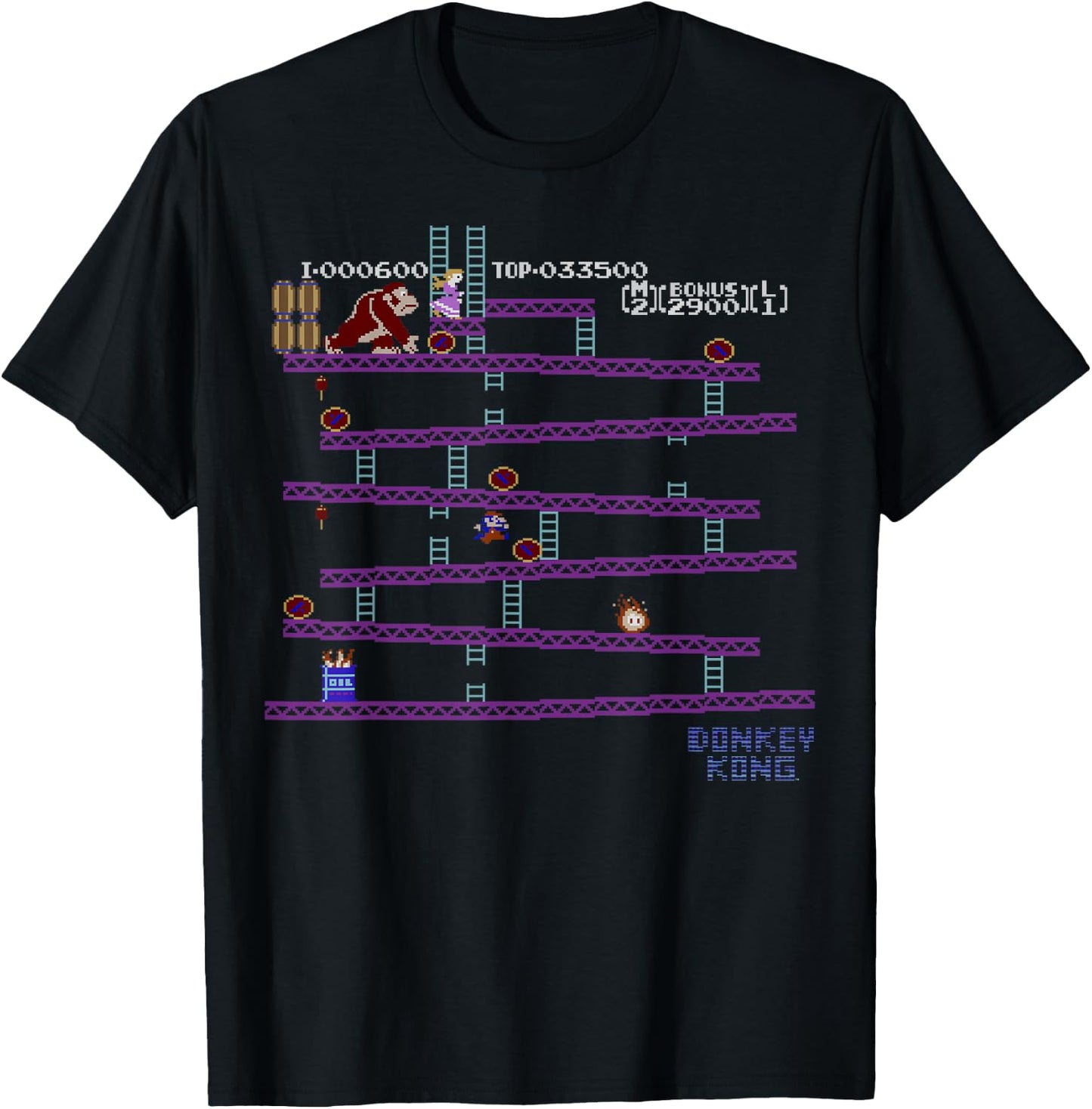 Nintendo Donkey Kong 8-Bit Side Scroll Graphic T-Shirt - T-Shirt | Black