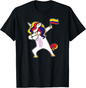 Soccer Unicorn Colombia Jersey Design Colombian Football T-Shirt - T-Shirt | Black