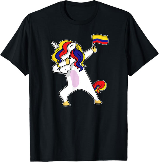 Soccer Unicorn Colombia Jersey Design Colombian Football T-Shirt - T-Shirt | Black