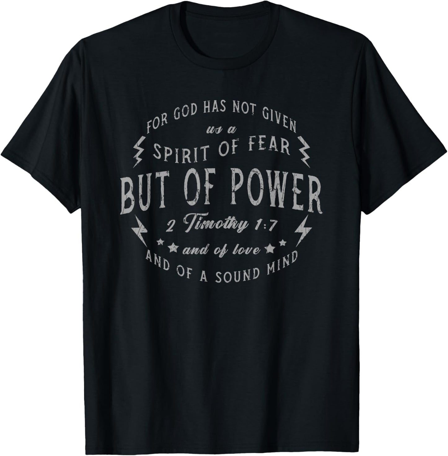 2 Timothy 1:7 Christian , Spirit Of Power T-Shirt - T-Shirt | Black