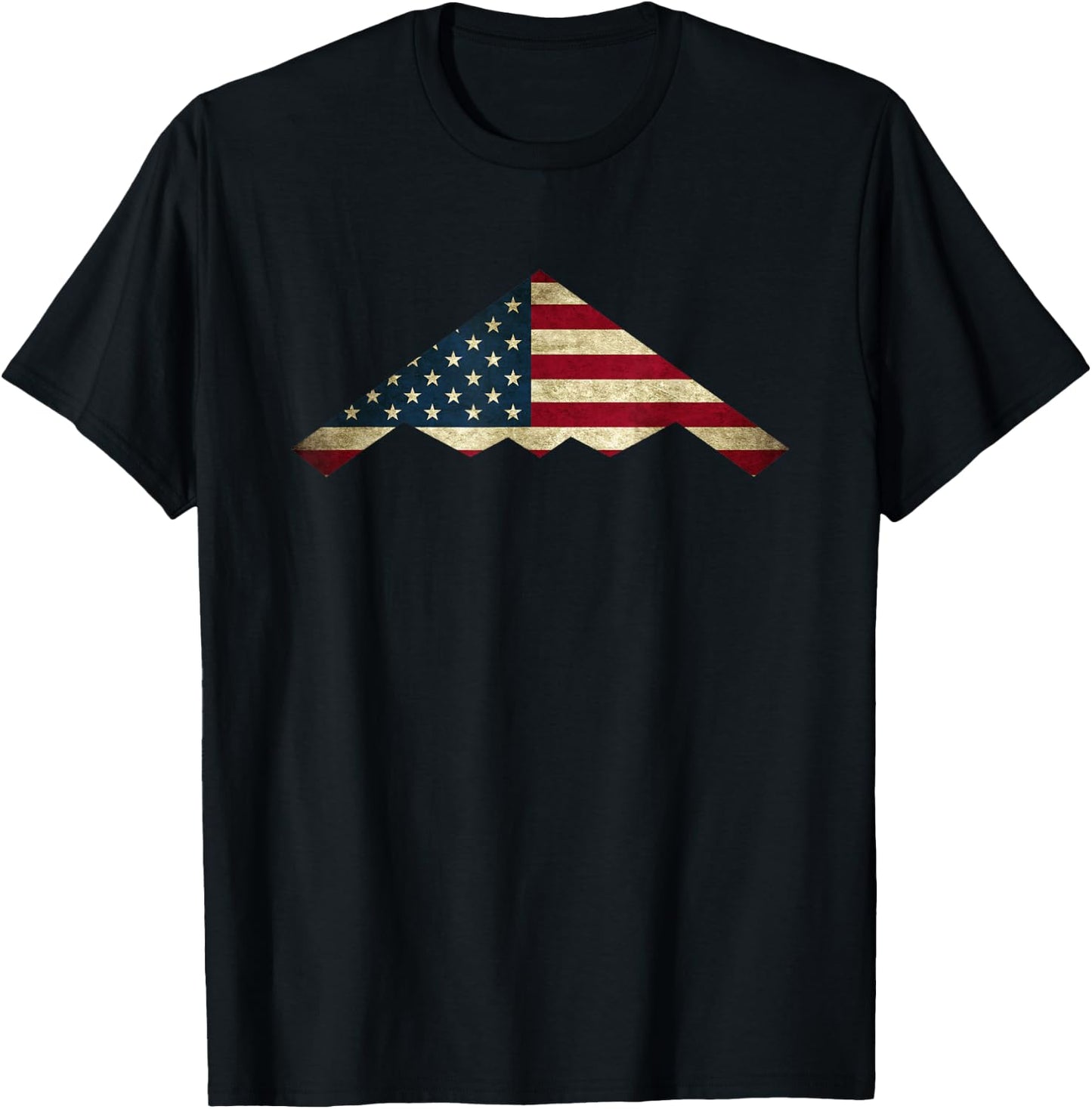 B-2 Stealth Spirit Bomber Us Flag Stars and Strips T-Shirt - T-Shirt | Black