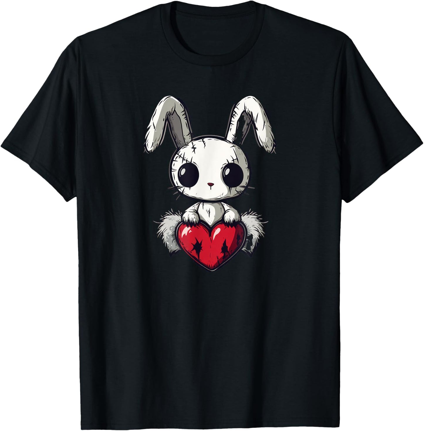 Goth Bunny Creepy Cute Emo Pastel Kawaii Voodoo Doll Graphic T-Shirt - T-Shirt | Black