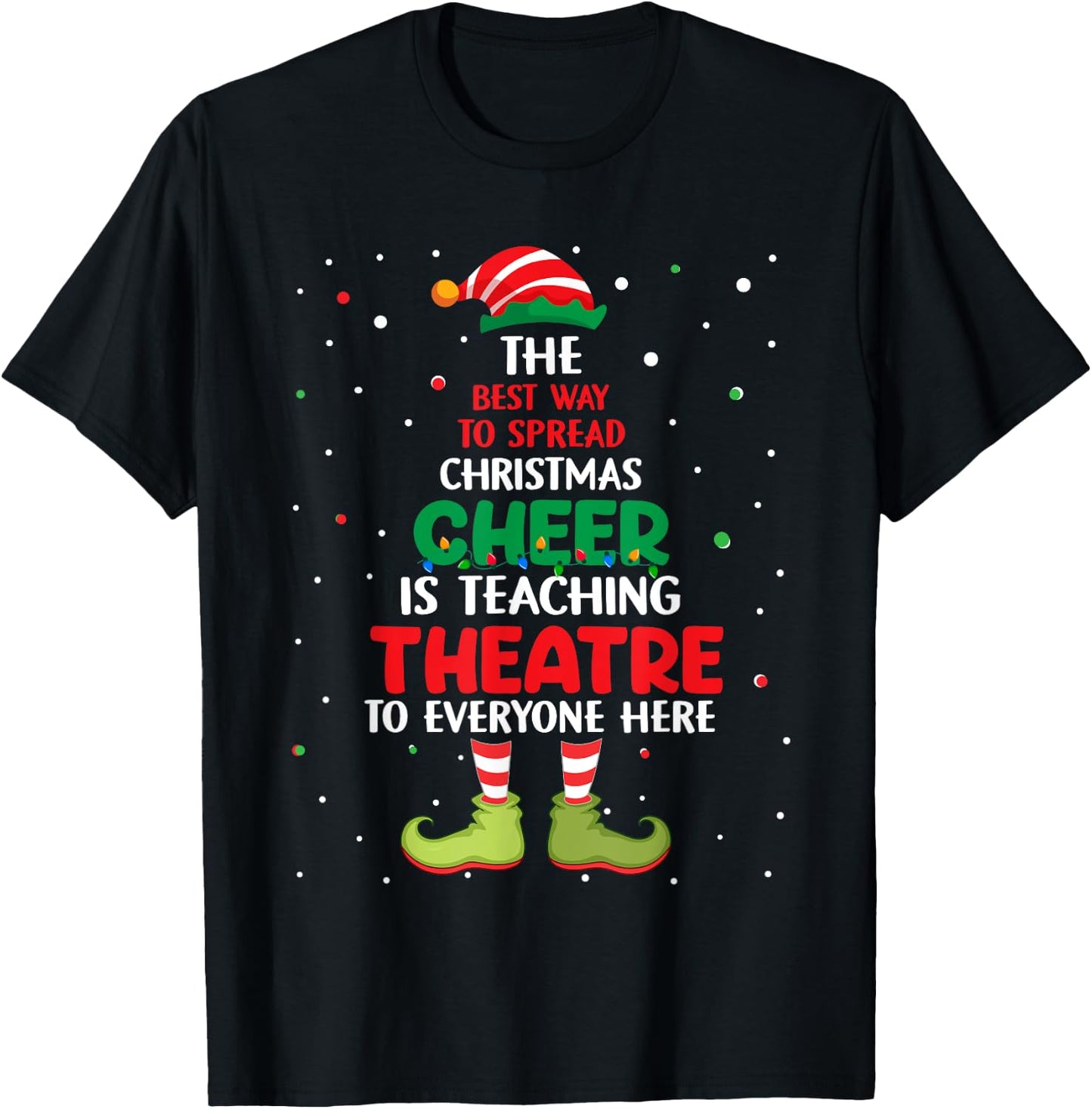 Theatre Teacher Christmas - Elf Christmas Cheer Women Kids T-Shirt - T-Shirt | Black