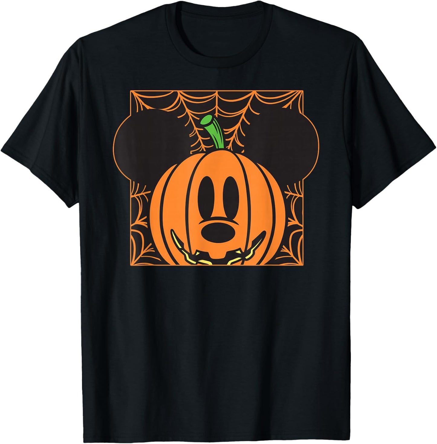 Disney - Mickey Mouse Pumpkin Web Halloween T-Shirt - T-Shirt | Black