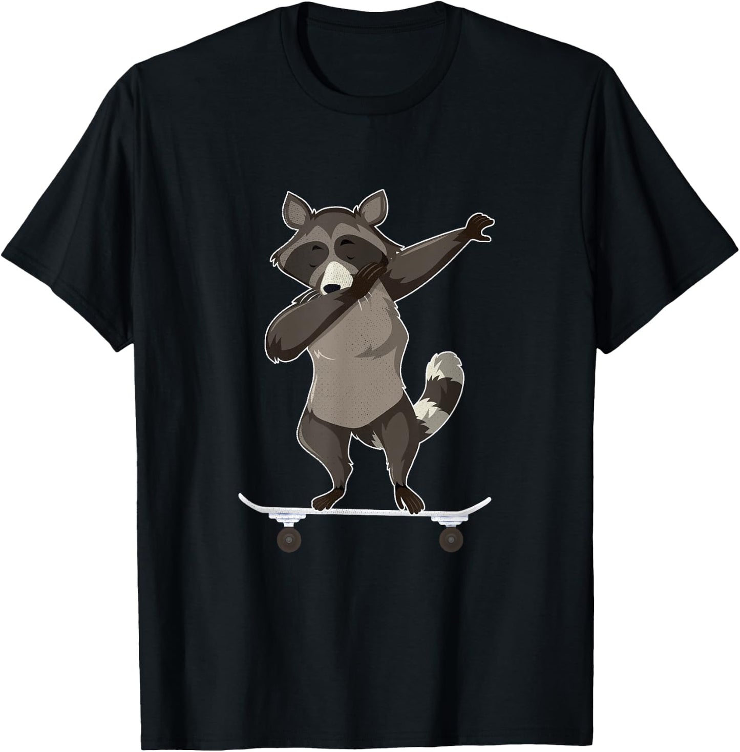 Skateboarding Raccoon on Skateboard Gift Skater T-Shirt - T-Shirt | Black