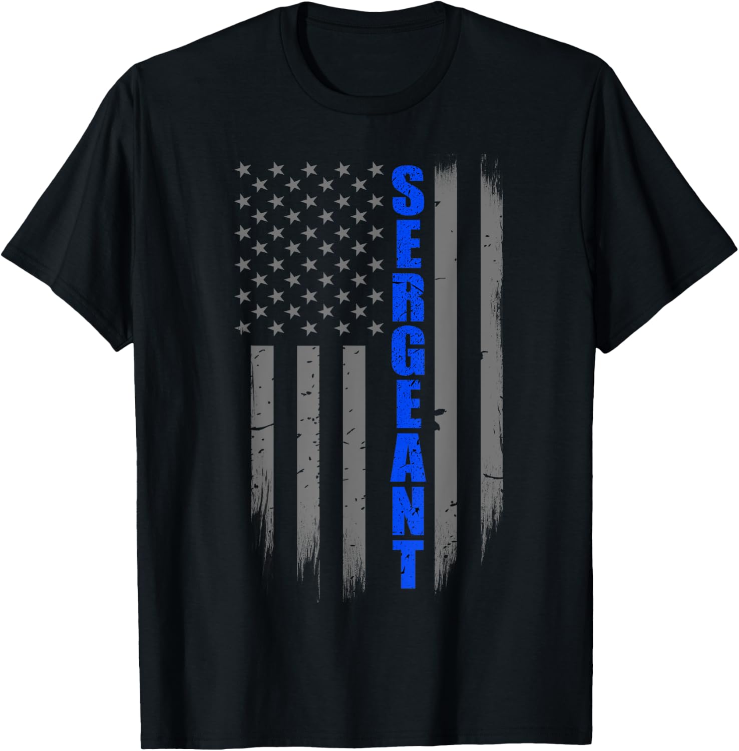 Police Sergeant Gift - Thin Blue Line Flag T-Shirt - T-Shirt | Black