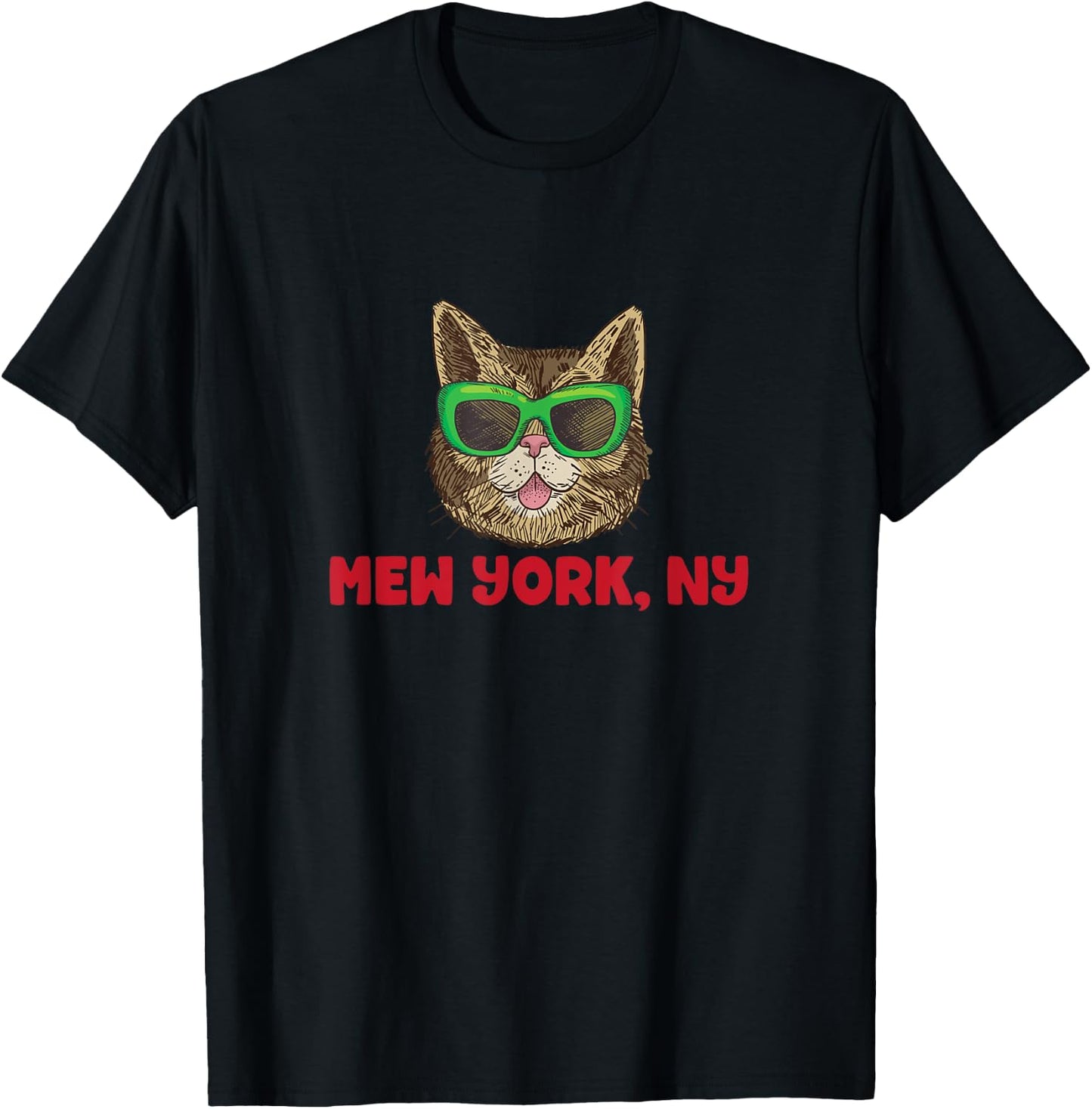 Mew York (New York) - Funny NY City State Cat Pun Men Women Girls Kids T-Shirt - T-Shirt | Black