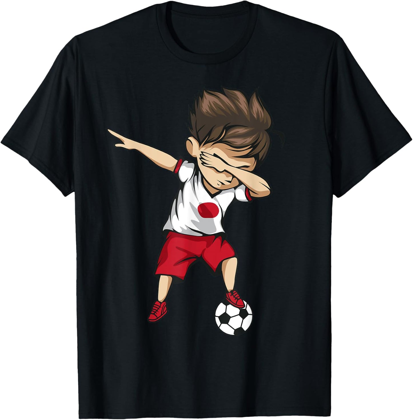Dabbing Soccer Boy Japan - Japanese Football Soccer T-Shirt - T-Shirt | Black