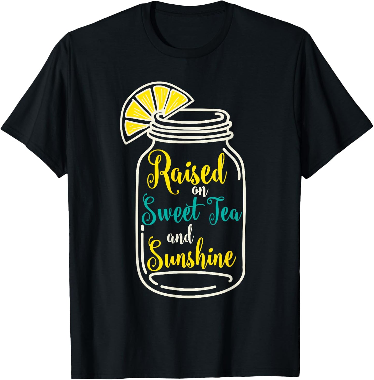 Girls Southern Gift Raised on Sweet Tea & Sunshine T-Shirt - T-Shirt | Black