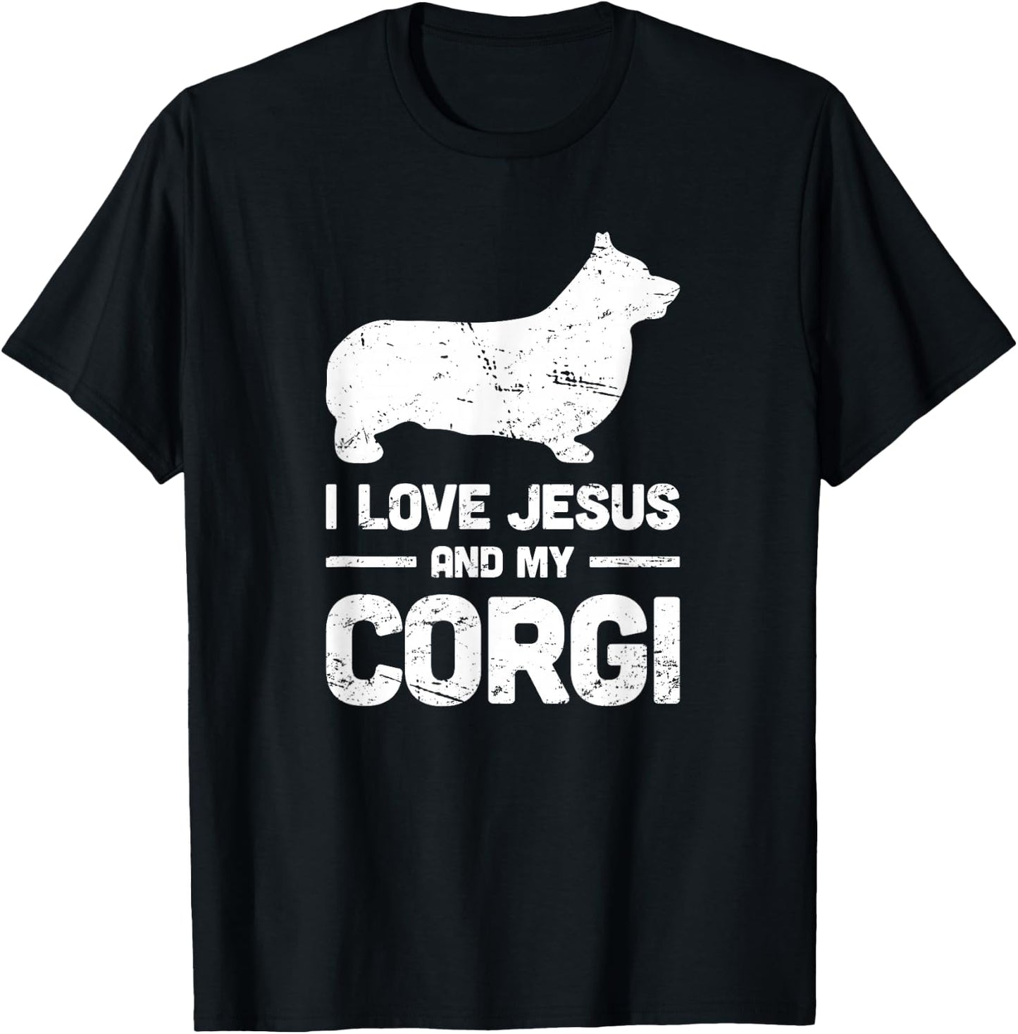 God & Dogs - I Love Jesus And My Corgi T-Shirt - T-Shirt | Black