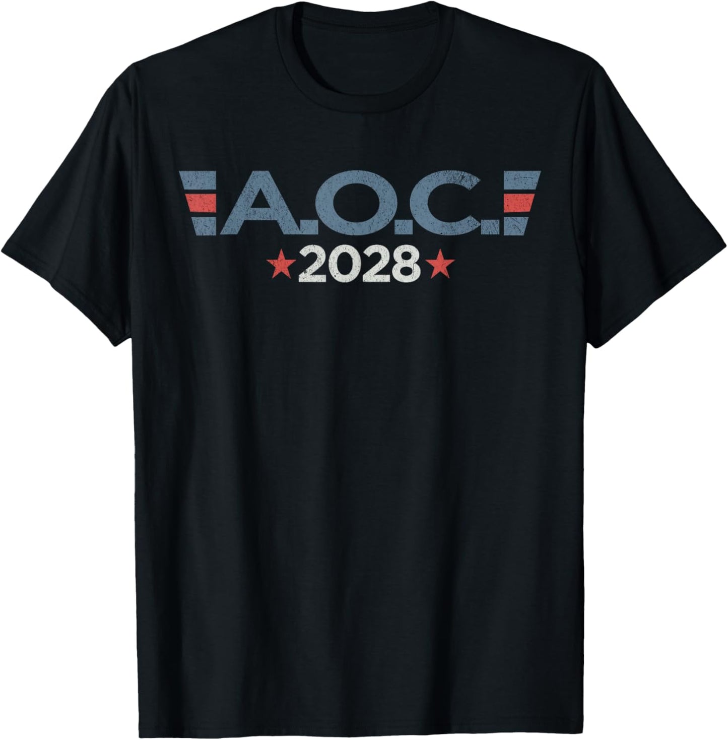 AOC 2028 President US Flag Election Campaign T-Shirt - T-Shirt | Black