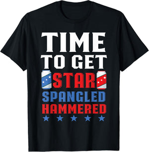 Time To Get Star Spangled Hammered America Drinking T-Shirt - T-Shirt | Black