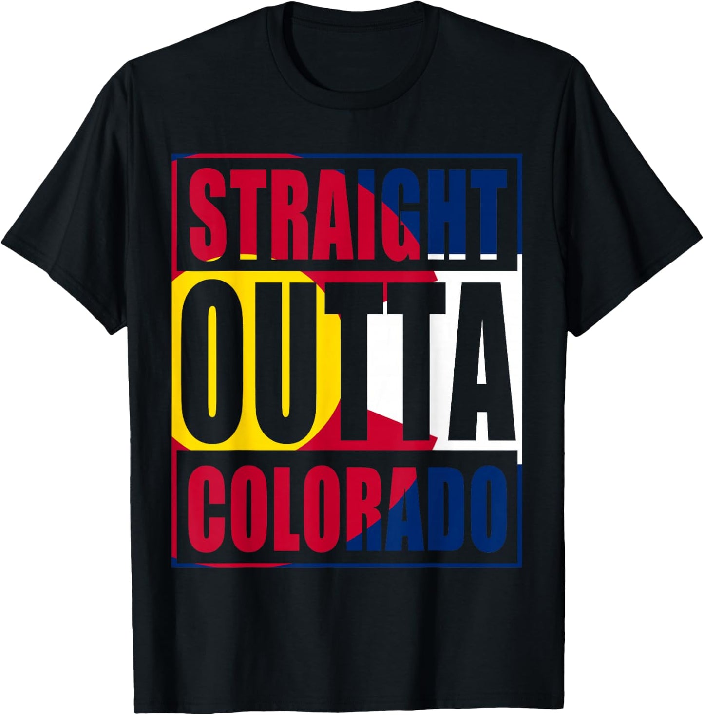 Straight Outta Colorful Colorado Flag T-Shirt - T-Shirt | Black