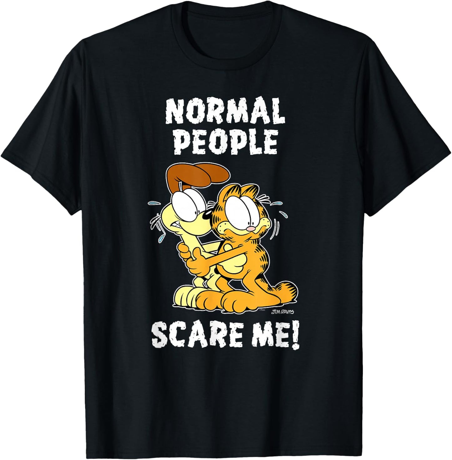 Garfield Normal People Scare Me Cartoon Cat and Dog T-Shirt - T-Shirt | Black