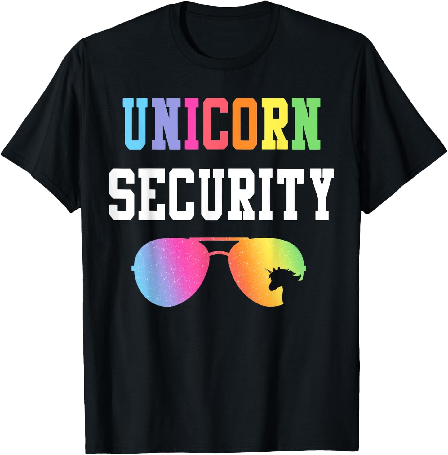 Family Birthday Unicorn Security Halloween Costume Dad Mom T-Shirt - T-Shirt | Black