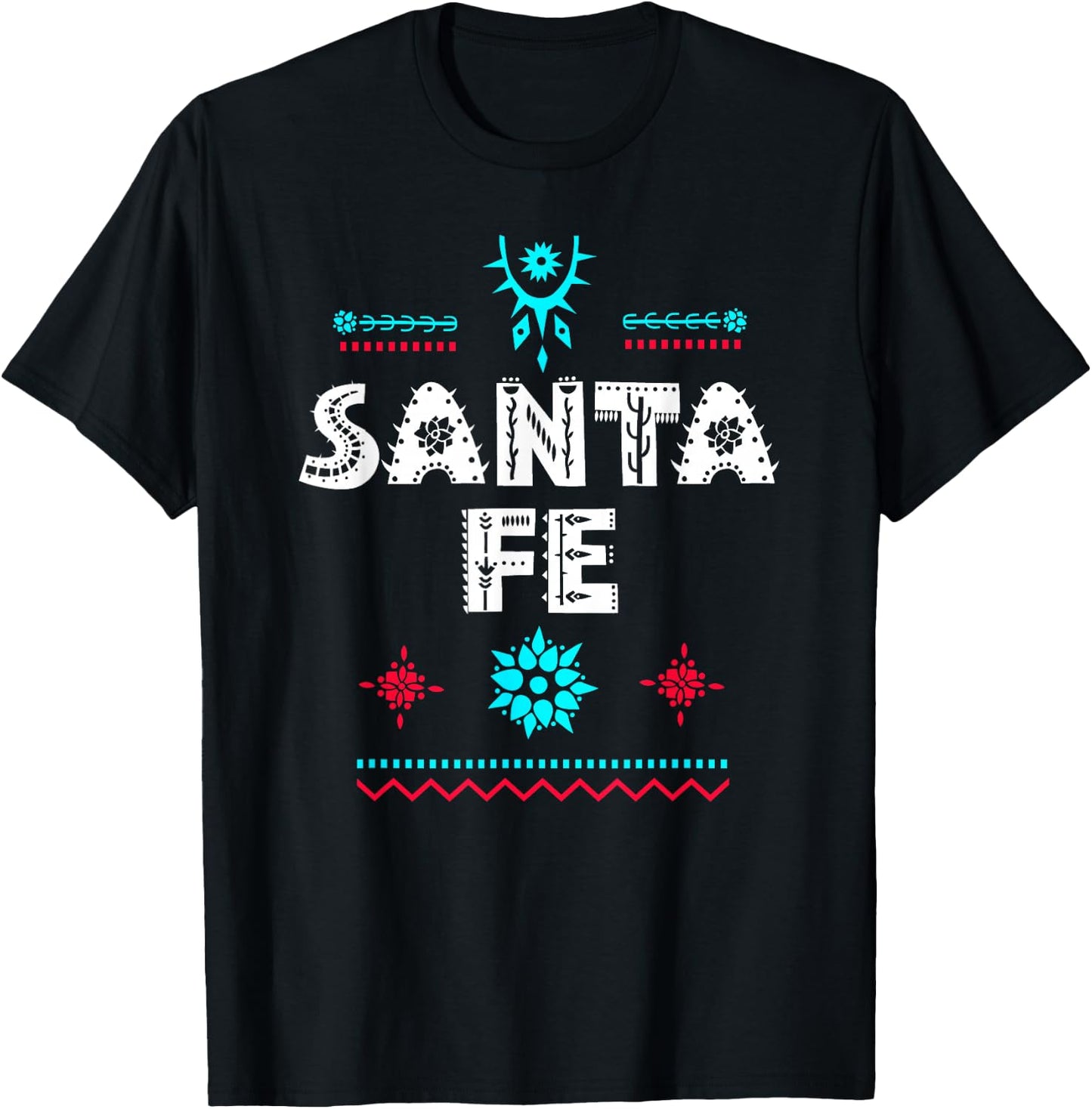 Santa Fe New Mexico Shirt, Festive Tribal Santa Fe T-Shirt - T-Shirt | Black