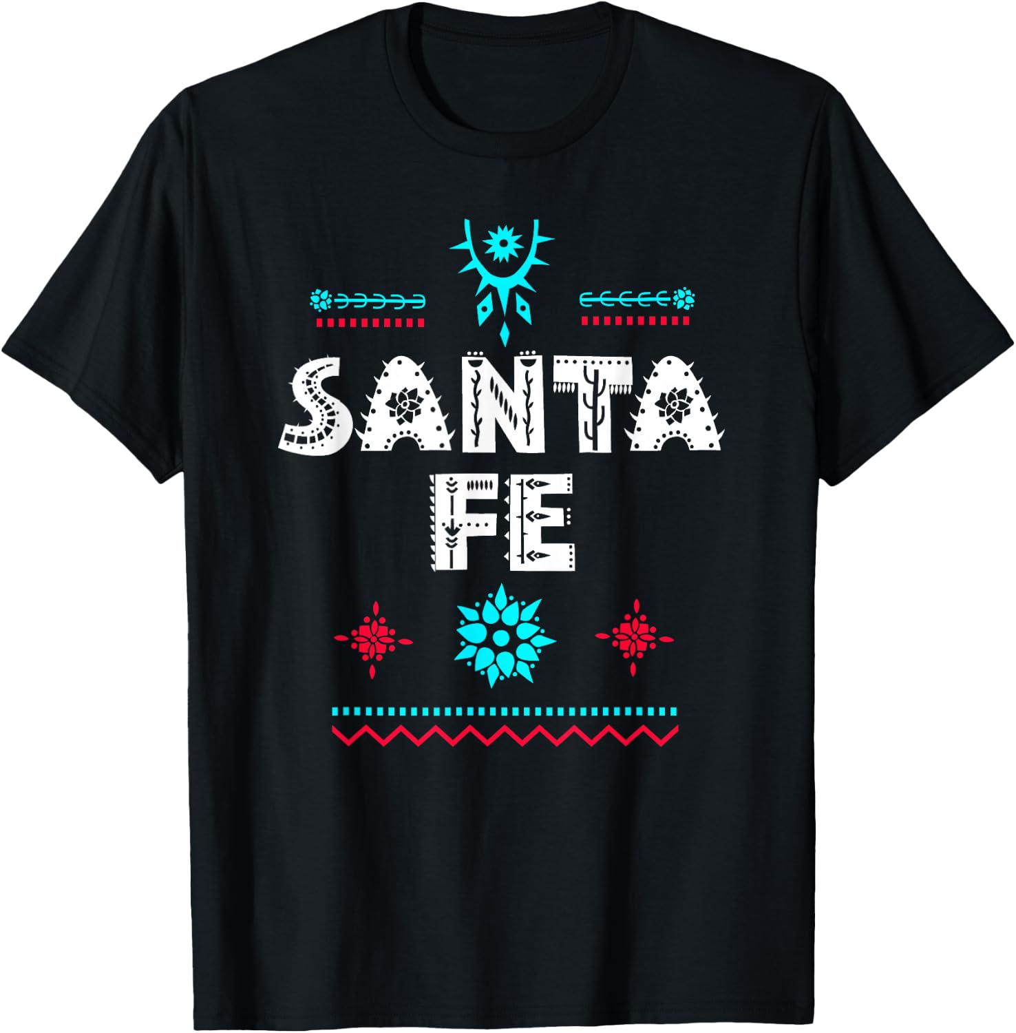 Santa Fe New Mexico Shirt, Festive Tribal Santa Fe T-Shirt - T-Shirt | Black