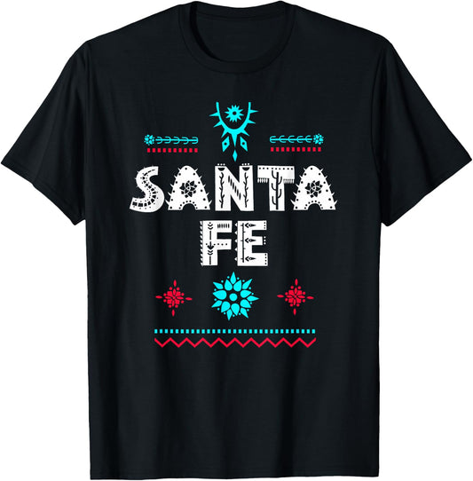 Santa Fe New Mexico Shirt, Festive Tribal Santa Fe T-Shirt - T-Shirt | Black