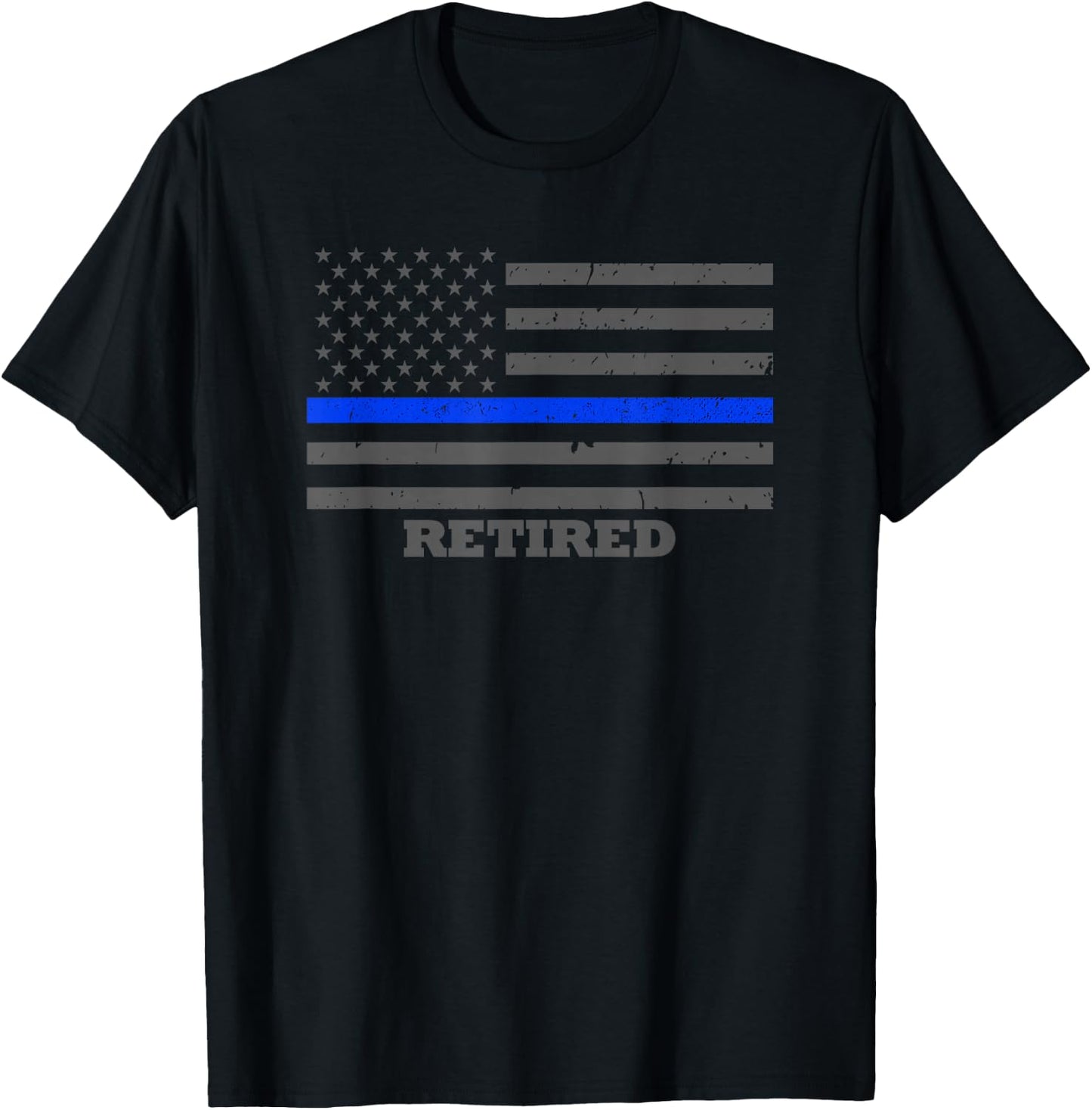 Retired Police Officer Thin Blue Line Flag T-Shirt - T-Shirt | Black