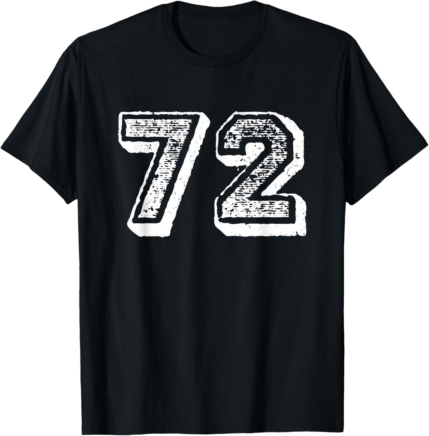 Number 72 Sports Jersey Player #72 Fan Front Print Vintage T-Shirt - T-Shirt | Black