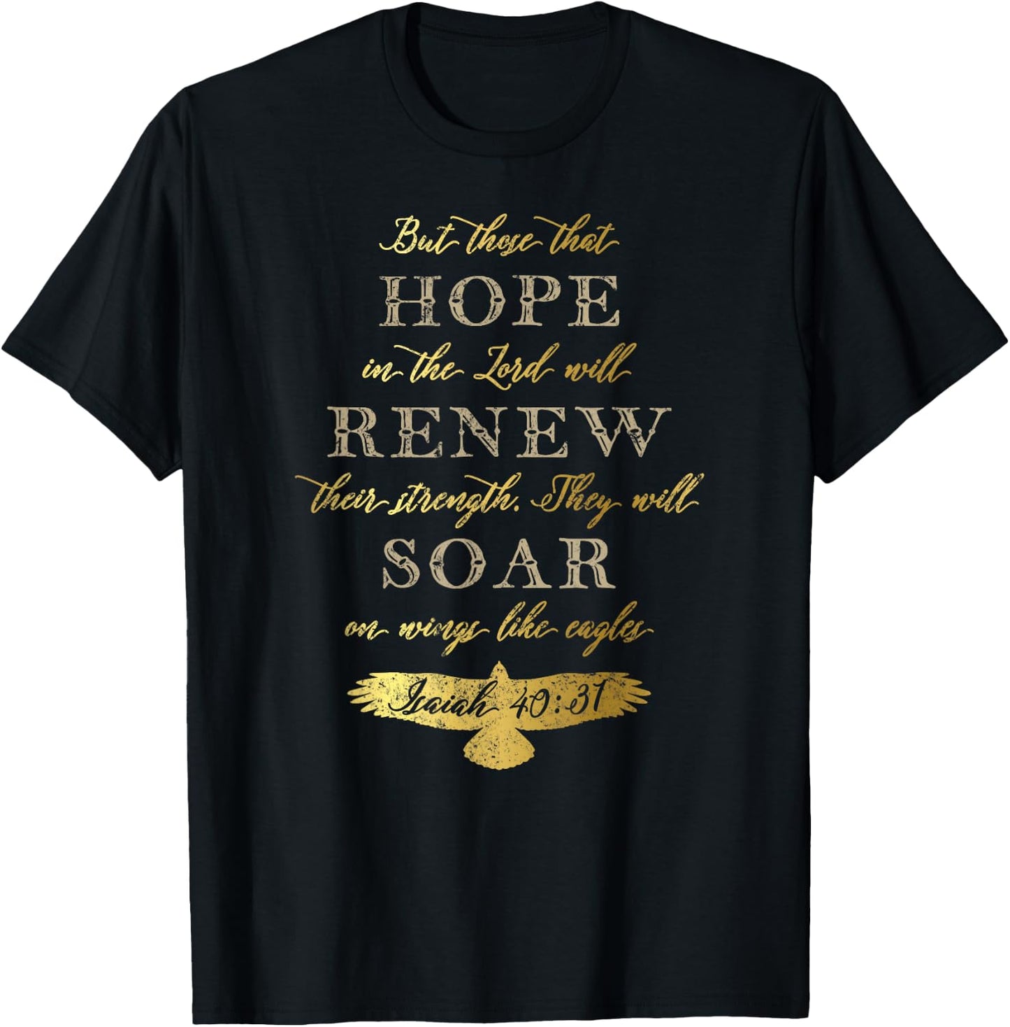 Wings Like Eagles Isaiah 40 31 Christian Bible Verse T-Shirt - T-Shirt | Black
