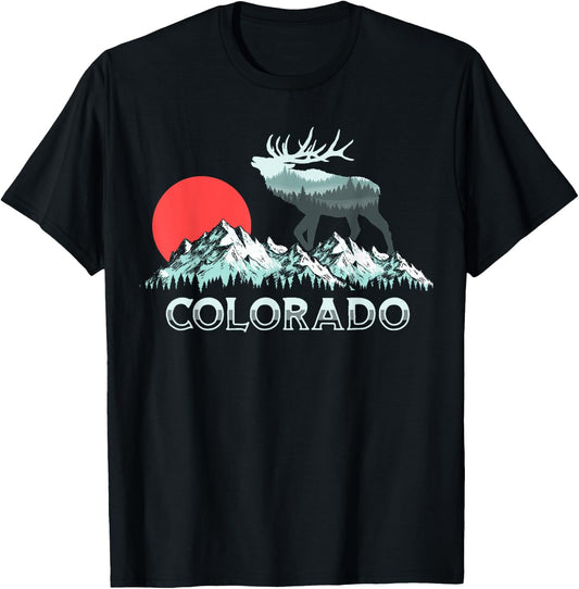 Vintage Colorado Elk Hunter Conservation Retro Graphic T-Shirt - T-Shirt | Black