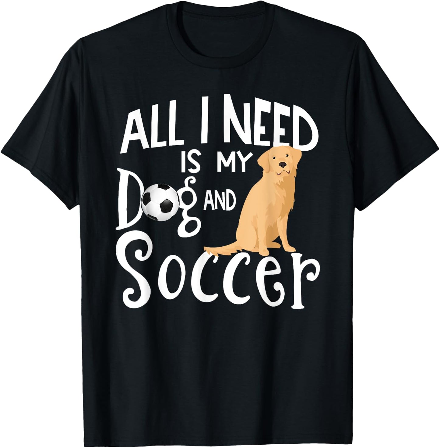 Golden Retriever Dog And Soccer Player Gift T-Shirt - T-Shirt | Black