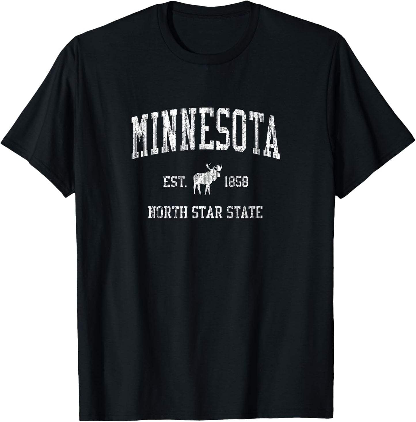 Minnesota Vintage Sports MN Moose Design T-Shirt - T-Shirt | Black
