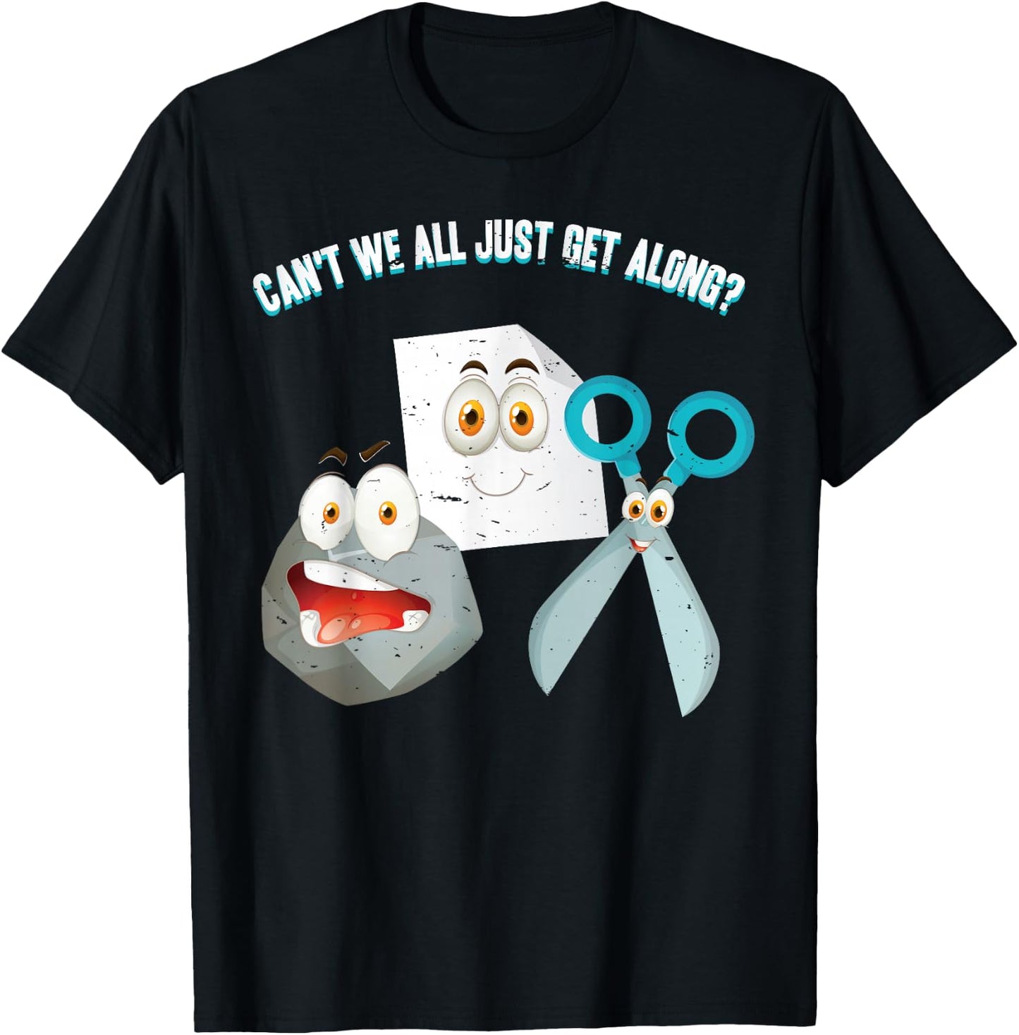 Can't We All Just Get Along? Rock Paper Scissors T-Shirt - T-Shirt | Black