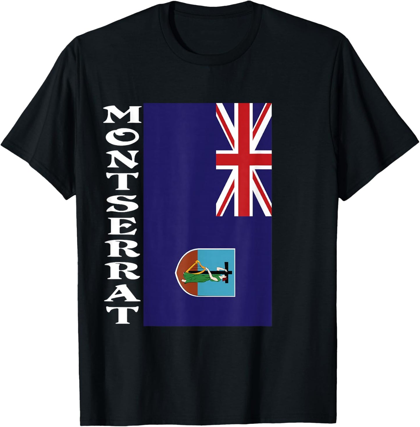 Montserrat Flag T-Shirt - T-Shirt | Black