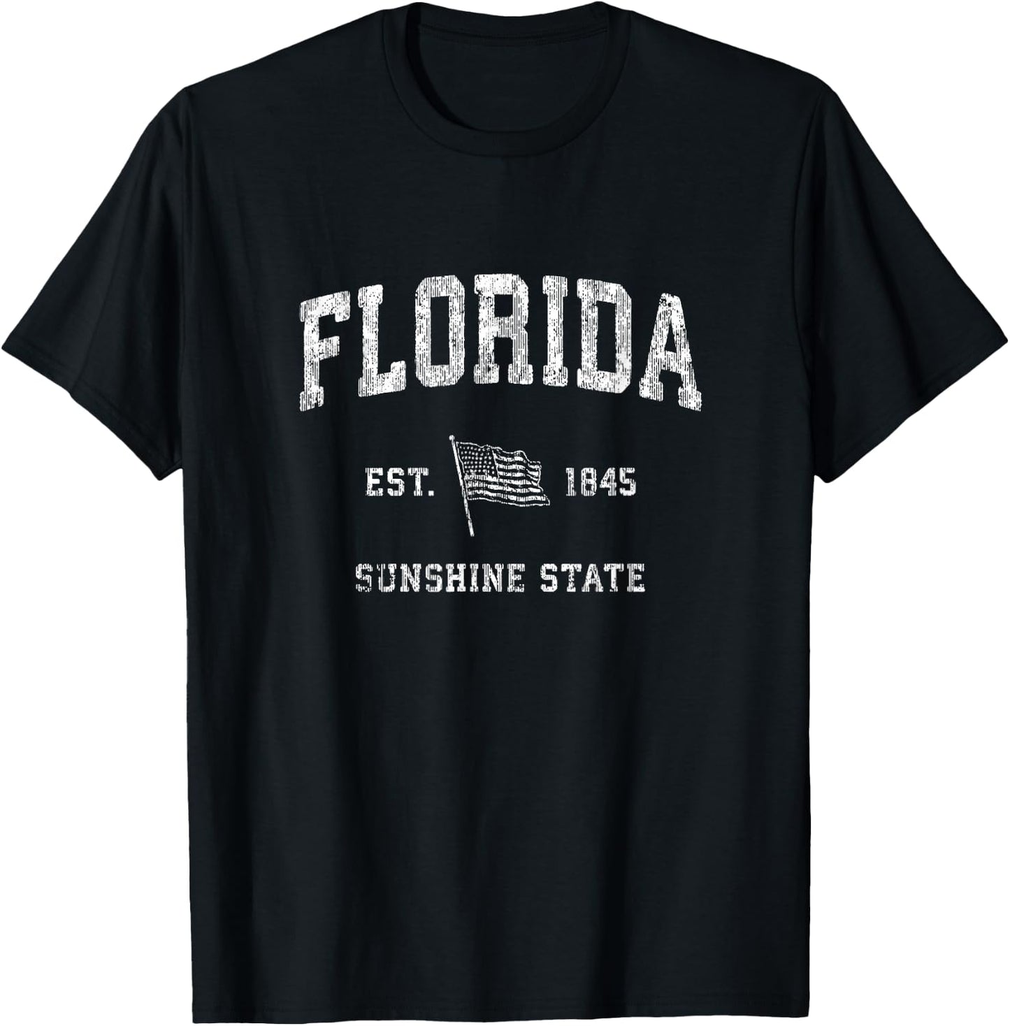 Florida Vintage US Flag Sports Design T-Shirt - T-Shirt | Black