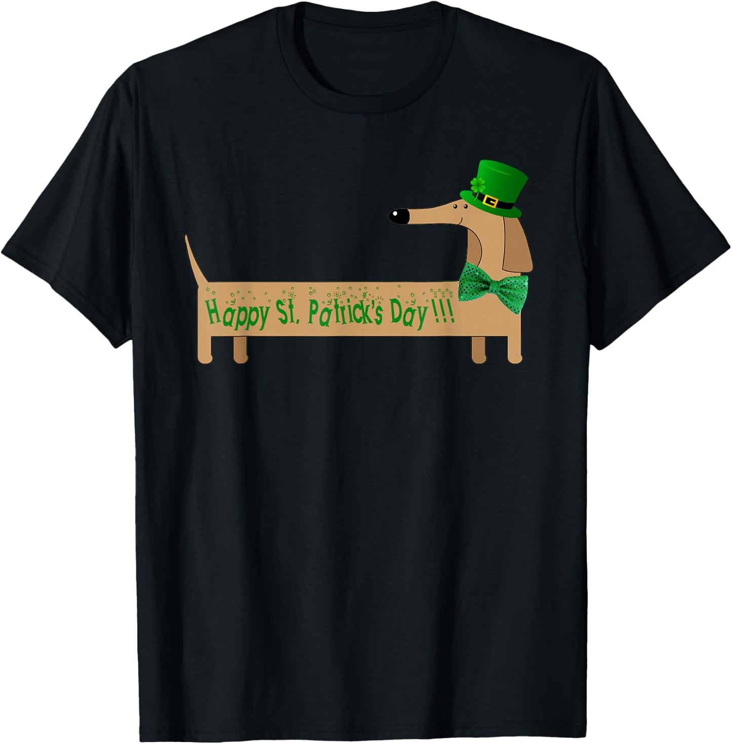 Cute Saint Patrick's Dachshund Doxie Wiener Dog Lover Men Women Kids T-Shirt - T-Shirt | Black