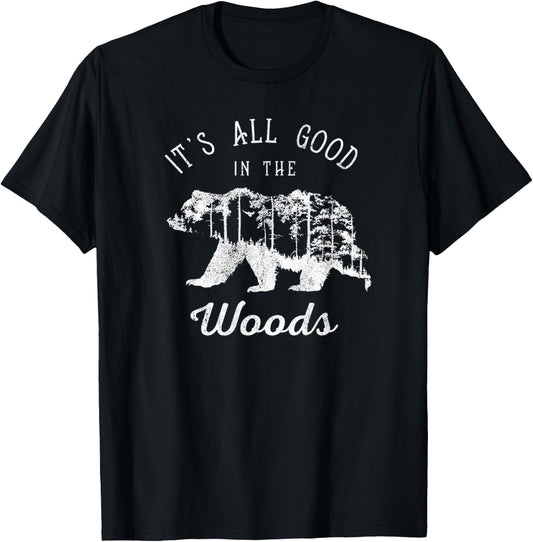 It's All Good In The Woods Mama Bear Forest Vintage T-Shirt - T-Shirt | Black