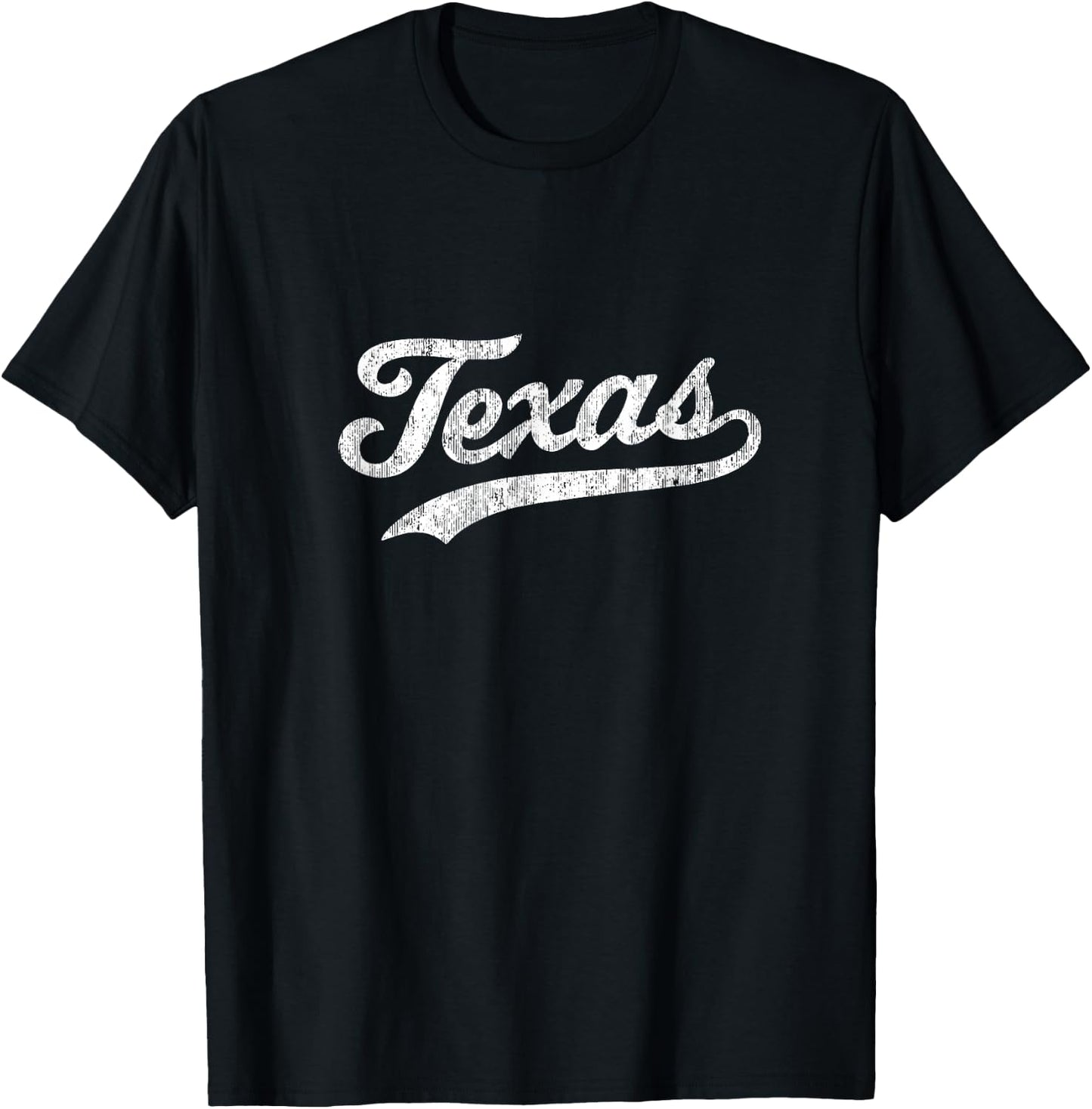 Texas TX Vintage Baseball Sports Script T-Shirt - T-Shirt | Black