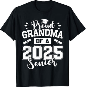 Proud Grandma of A 2025 Senior Class of 2025 Graduation T-Shirt - T-Shirt | Black