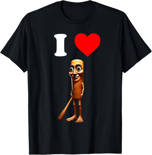 I Love Tung Tung Tung Sahur | Funny Italian Brainrot Meme T-Shirt - T-Shirt | Black