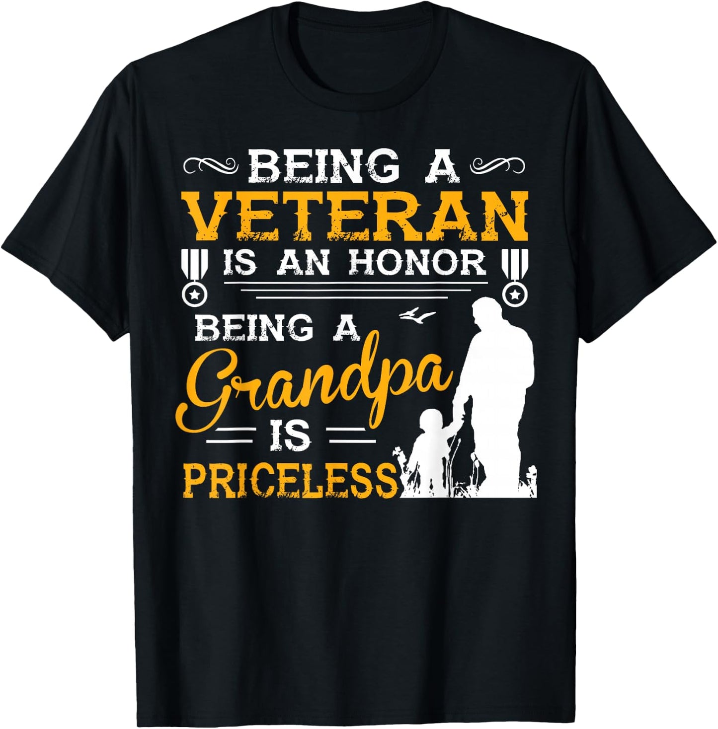Veteran Grandpa Gift Grandfather T-Shirt - T-Shirt | Black