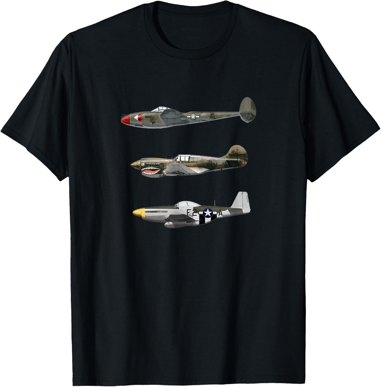 Fighter Airplanes Warbirds T-Shirt - T-Shirt | Black
