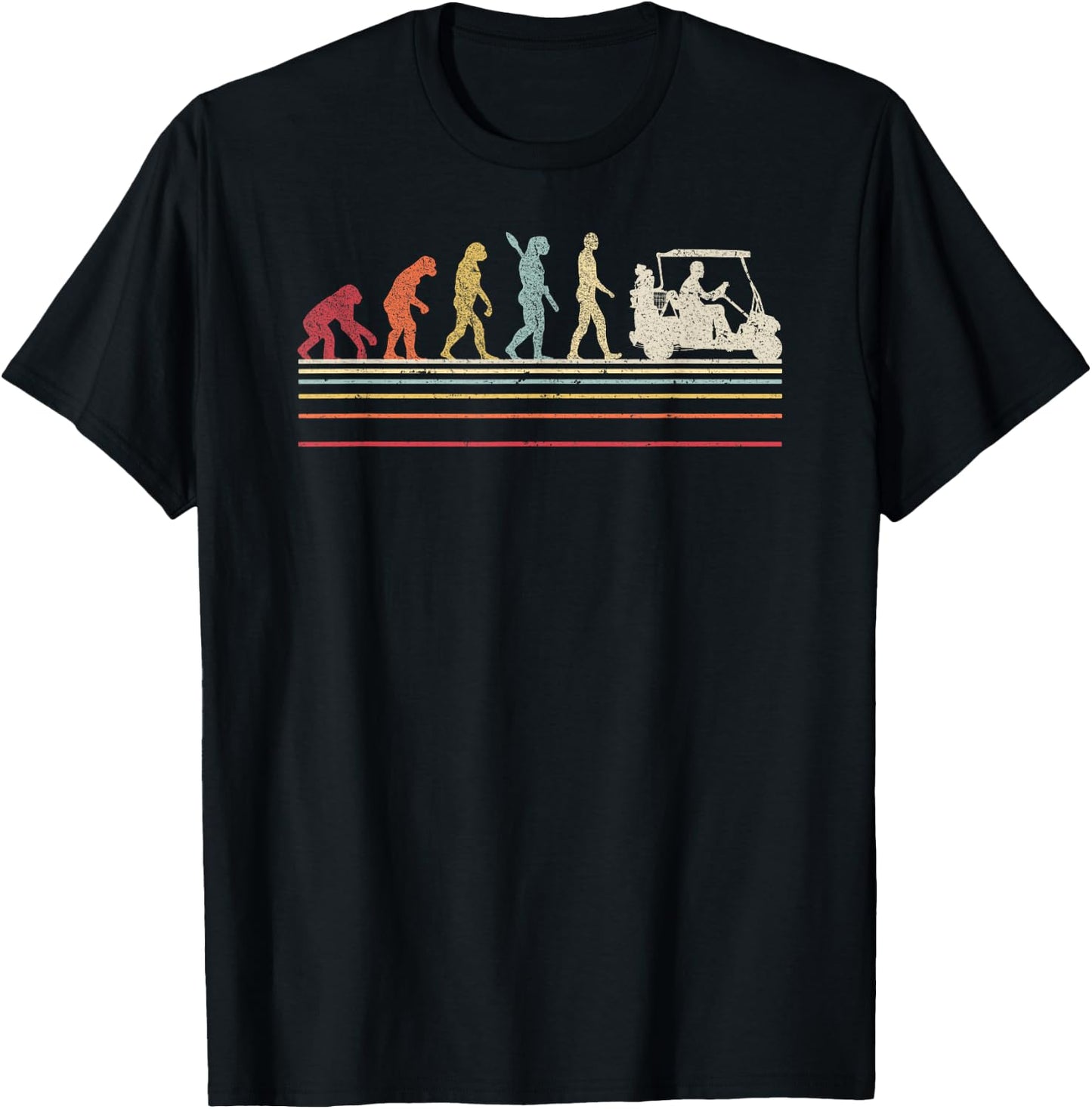 Funny Golf Shirt. Retro Style Evolution Of Man T-Shirt - T-Shirt | Black