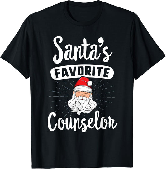 Santa's Favorite Counselor Counseling Matching Christmas T-Shirt - T-Shirt | Black