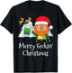 Merry Feckin Christmas Santa Hat Reindeer Snow Tree T-Shirt - T-Shirt | Black