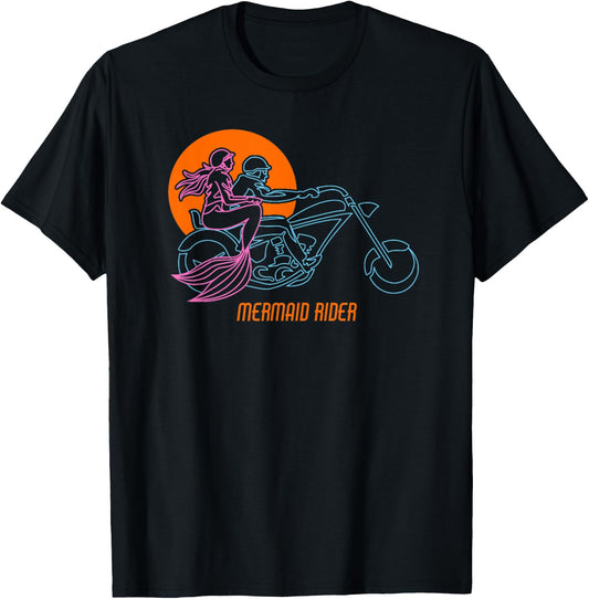 Funny Vintage Biker - Mermaids who love Motorcycles T-Shirt - T-Shirt | Black
